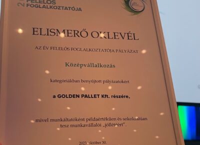 Golden Pallet Kft: Recipient of the “Employer of the Year in Responsible Employment” Award